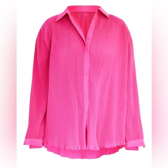 Women's Pink Button-Up Blouse petty little thing size 10 oversized - Picture 3 of 9